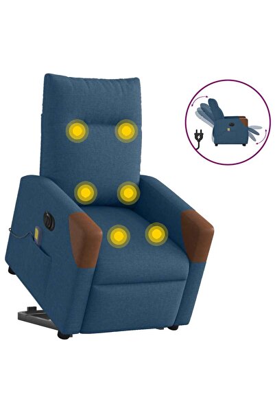 vidaxl Fotoliu electric masaj rabatabil cu ridicare, albastru, textil