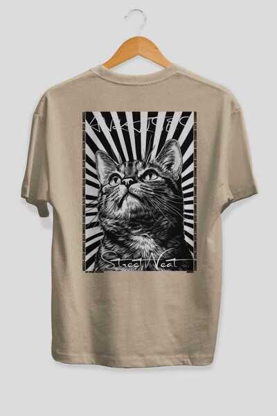 Ankhises Tricou supradimensionat bej cu imprimeu Cat For Cat Lovers 91, 100% ...