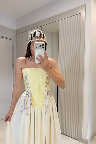 Gizem Ecemiş Rosaly Sarı Balenli Korse Büstiyer