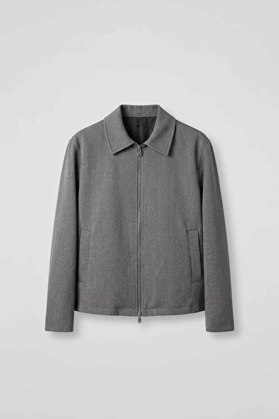 ablukaonline Men's Relaxed Fit Zippered Thin Jacket Anthracite