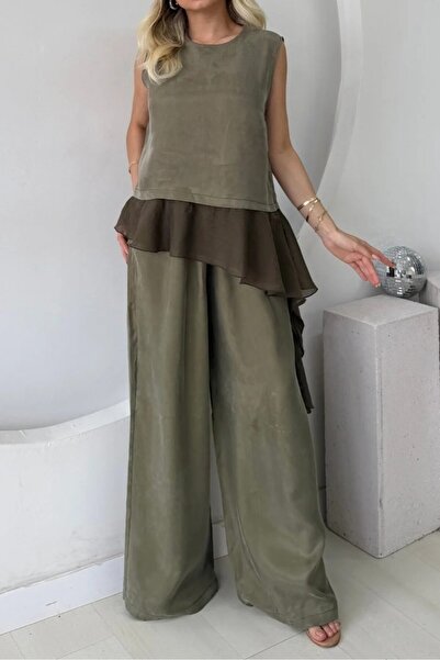 Suziş ŠIFON BLUZA SA DETALJIMA NABIRANJA I ŠIROKE PANTALONE 51391