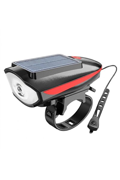 Usb Şarjlı, 130 Desibel, Solar Enerjili Bisiklet Ön Far, Korna, Siren