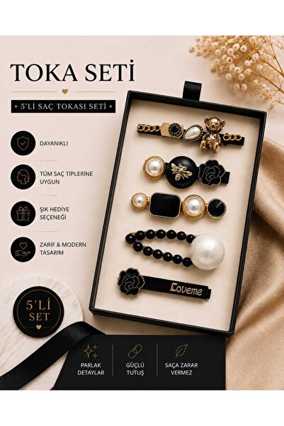 mdm style Gold Detailed 5-Piece Hair Clip Set