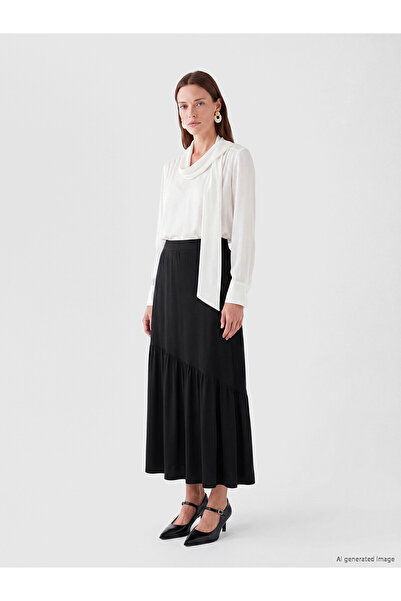 LC Waikiki Nevavm Asymmetrical Cut Ruffle Skirt with Elastic Waist