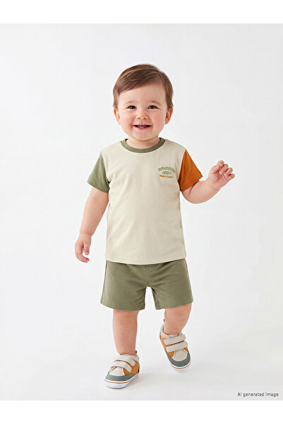 LC Waikiki Trendlucky Baby Boy T-Shirt and Shorts Set with Print by Difference