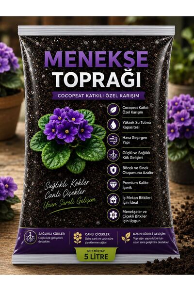 NEXVORİA Menekşe Toprağı 5 Litre Organik Cocopeat katkılı