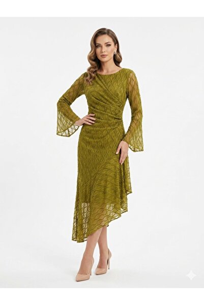 DAY BY DAY Women's Evening Dress Midi with Flared Sleeves