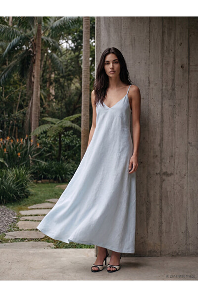 LC Waikiki A Dikim 100% Linen Dress with Drawstring Straps for Style Enthusia...