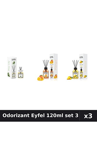 Eyfel Set 3 Odorizant Camera Betisoare 120ml - Lacramioare, Mango, Ananas