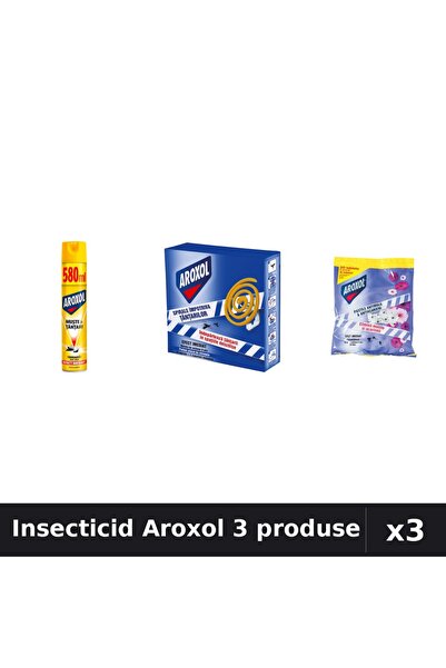 Aroxol Set 3 Insecticid - Spray 580ml + Pastile 10+20 buc - Anti Gandaci Tantari