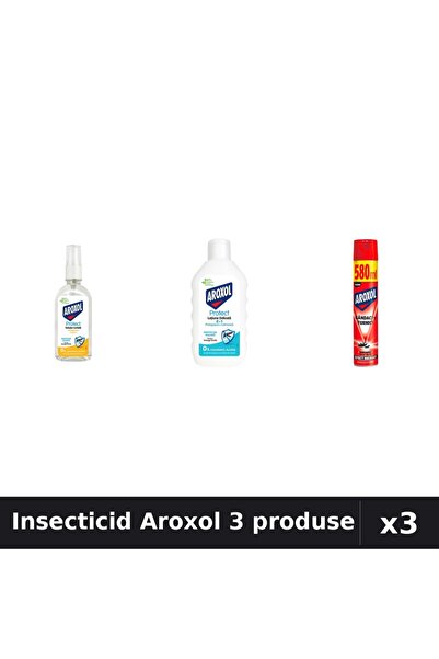 Aroxol Set 3 Insecticid - Loțiune Repelent 85ml, 200ml + Spray 580ml - Protecție