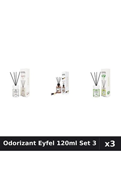 Eyfel Set 3 Odorizant Camera Betisoare 120ml - Bumbac, Vanilie, Iasomie