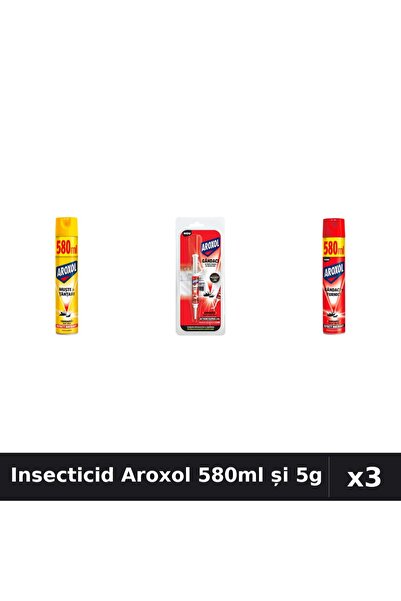 Aroxol Set 3 Spray Insecticid 580ml + Pastile Anti-Insecte 5g - Protecție Casă