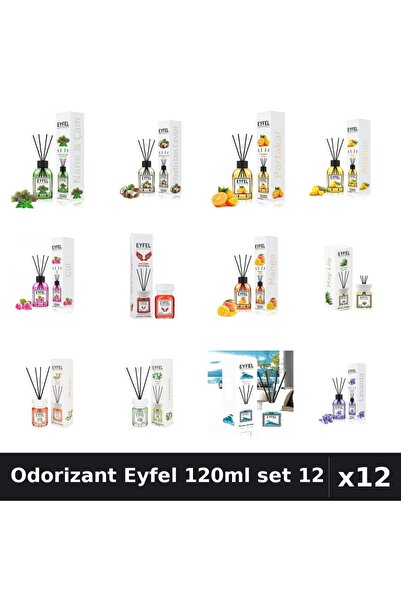 Eyfel Set 12 Odorizant Camera Betisoare 120ml - 12 Arome Asortate, Parfum Intens
