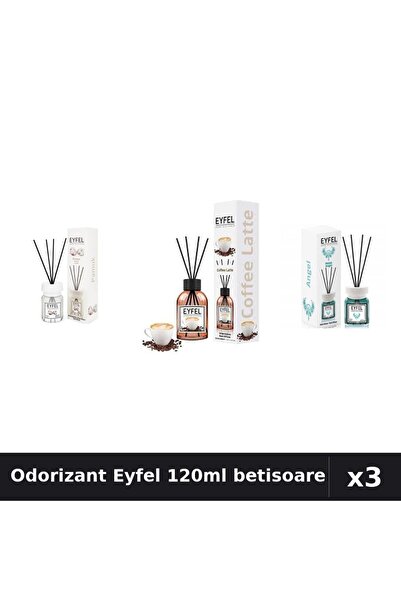 Eyfel Set 3 Odorizant Camera Betisoare 120ml - Angel, Bumbac, Cafea