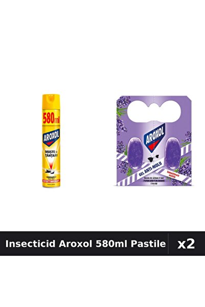 Aroxol Set 2 Insecticid - Spray 580ml + Pastile Anti-Insecte - Protectie Casa