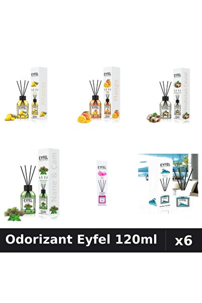 Eyfel Set 6 Odorizante Camera Betisoare - 6 Arome Asortate, 120ml Parfum