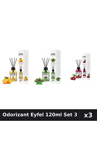 Eyfel Set 3 Odorizant Camera Betisoare 120ml - Portocala, Pin Menta, Cirese
