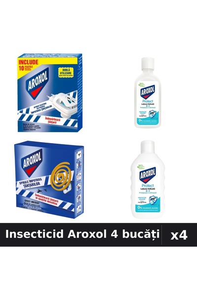 Aroxol Set 4 Insecticid - Pastile Anti-Insecte, Loțiune Repelent 85ml, 200ml
