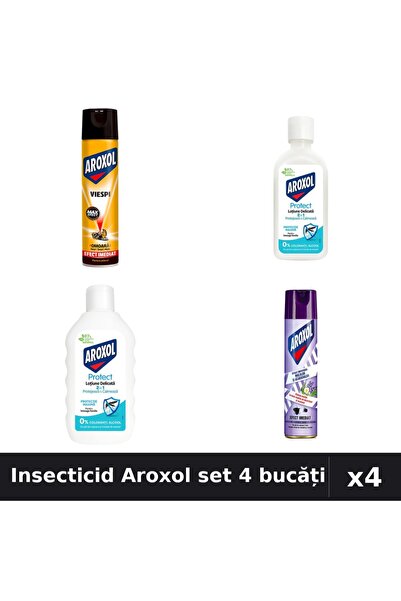 Aroxol Pachet 4 Insecticid - Spray 400ml, 250ml + Loțiune Repelent 200ml, 85ml