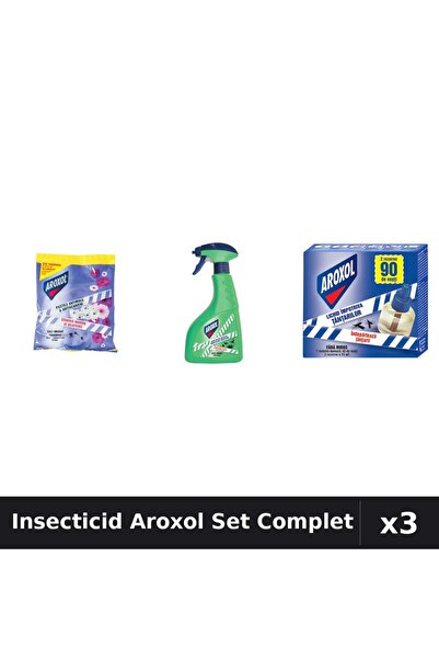 Aroxol Set 3 Insecticid - Spray 400ml, Pastile 20buc, Aparat 45 Nopti