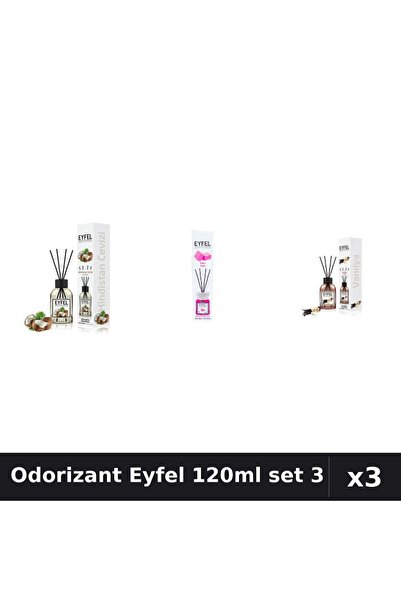 Eyfel Set 3 Odorizant Camera Betisoare 120ml - Nuca Cocos, Bubble Gum, Vanilie