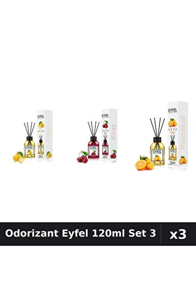 Eyfel Set 3 Odorizant Camera Betisoare 120ml - Lămâie, Cireșe, Portocală