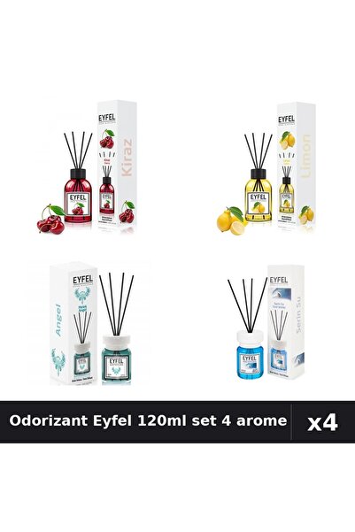 Eyfel Set 4 Odorizant Camera Betisoare 120ml - Cireșe, Lămâie, Angel, Cool Water