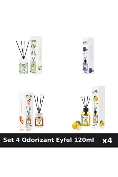 Eyfel Set 4 Odorizante Camera Betisoare, Iasomie, Lamaie, Piersica, Zambile, ...