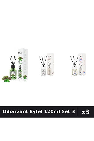 Eyfel Set 3 Odorizant Camera Betisoare 120ml - Pin Menta, Bumbac, Orhidee