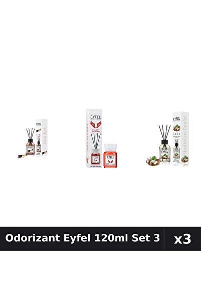 Eyfel Set 3 Odorizant Cameră Betișoare 120ml - Vanilie, Red Dragon, Nucă Cocos