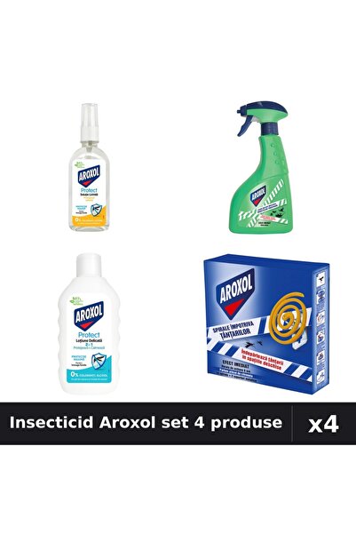 Aroxol Set 4 Insecticid - Spray 400ml, Loțiuni 85ml+200ml, Pastile 10buc - Pr...