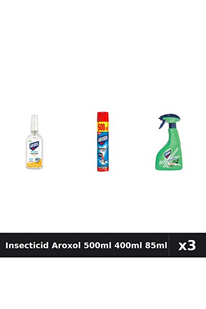 Aroxol Set 3 Spray Insecticid 500ml, 400ml + Loțiune Repelent 85ml - Protecție