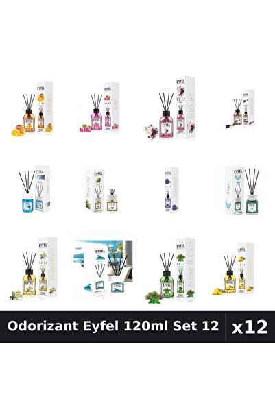 Eyfel Set 12 Odorizant Camera Betisoare 120ml - 12 Arome Asortate Parfum Intens