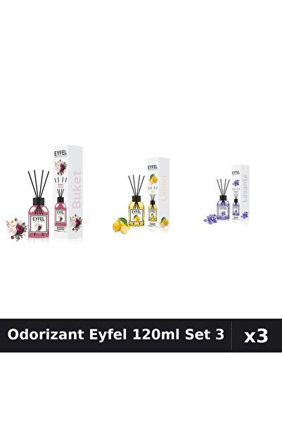 Eyfel Set 3 Odorizant Camera Betisoare 120ml - Bouquet, Lamaie, Lavanda