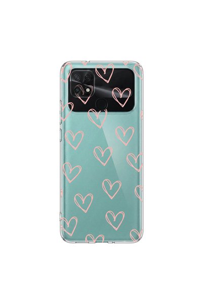 PPKin Poco C40 Compatible Heart 6 Design Transparent Case