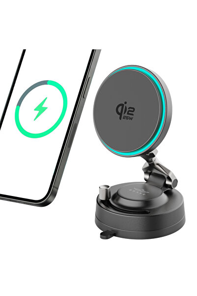Brave شاحن سيارة لاسلكي مغناطيسي Qi2 بقوة 25 واط، حامل هاتف MagSafe للوحة الق...