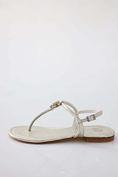 5in1Canpolat Gold Single Stone Sandals 26057