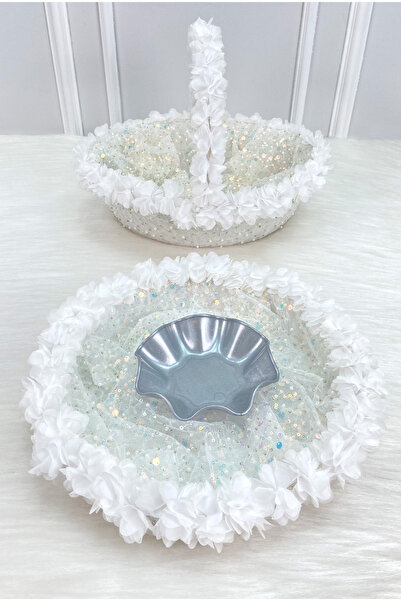 ZEYMERADE White Bridal Henna Night Tray and Basket, with Flowers and Complete...