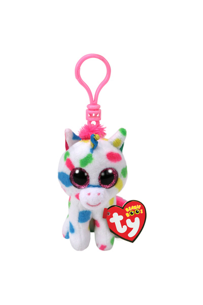 TY Beanie Boos Harmonie Χνουδωτό Μπρελόκ Μονόκερος Πιτσιλωτός Λευκό 8.5εκ