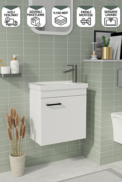 BİANİ FİX Nova 50 Cm Alt Banyo Dolabı Renk Mat Beyaz