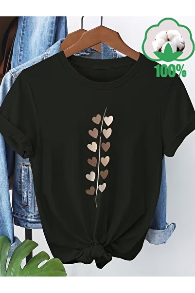 PAVRO Unisex Άνετο T-shirt με μικτό σχέδιο και στάμπα