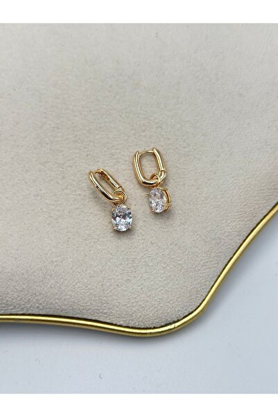 BYYEŞO Single Stone Dangle Earrings (Brass Plated)
