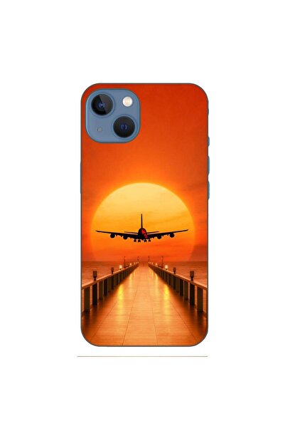 OEM Husa compatibila cu Apple iPhone 13 Silicon Gel Tpu Model Airplane Sunset