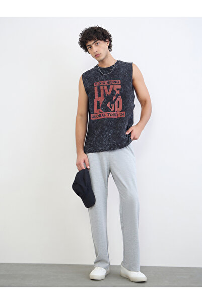 Styli Men Straight Leg Cotton Blend Joggers with Drawcord
