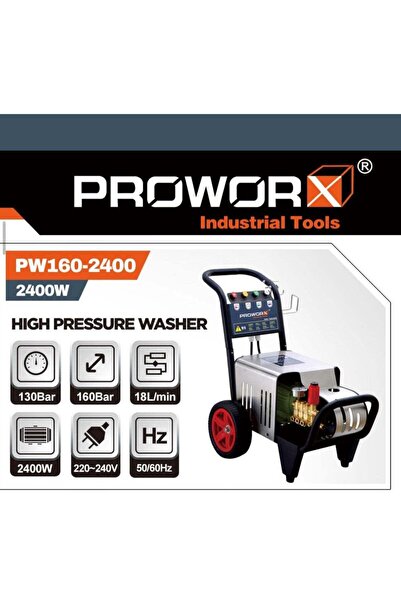 PROWORX غسالة ضغط عالي PW160-2400 بقوة 2400 واط وضغط 160 بار وتدفق 18 لتر/دقي...
