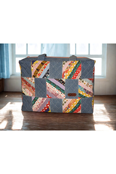 El Yapımı Patchwork Denim Evrak & Laptop Çantası