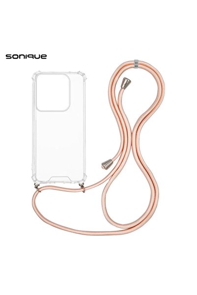 Sonique Θήκη Σιλικόνης με Κορδόνι Armor Clear Motorola Edge 50 Pro 5G Ροζ Σατινέ