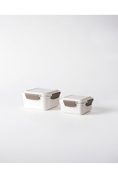 Madame Coco Granada 2-Piece Square Storage Container - Soft Ecru - 1300+700 ml