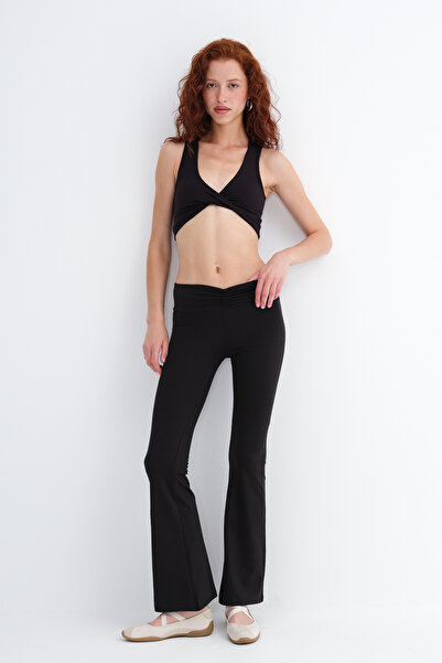 Addax Gathered Front Spanish Leggings Tyt4009